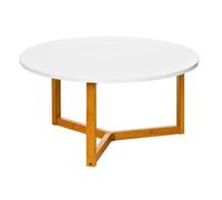 Premier Housewares 2402908 Table Basse en MDF Laqué Blanc et Jambes en Bambou