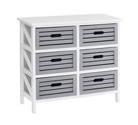Premier Housewares 2404022 Vermont Commode 6 Tiroirs Cadre en Bois de Paulownia Blanc/Gris