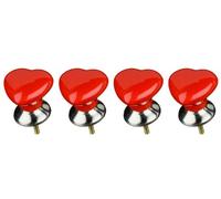 Premier Housewares 2490001 Lot de 4 Poignées de Porte/Tiroir de Meuble Forme de Coeur en Céramique Rouge