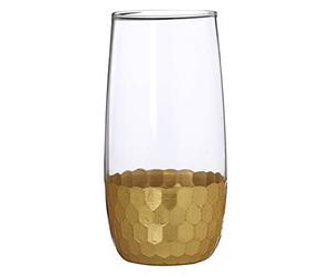 Premier Housewares Astrid Haute Boule Verres, Lot de 4, Doré, 7 x 7 x 15 cm