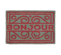 Premier Housewares Bonjour Paillasson, Coco, PVC, Rouge/Gris, 40 x 60 x 2 cm