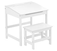 Premier Housewares Bureau et Tabouret pour Enfant, 55 x 57 x 55 x 48 cm, Lot de 2, Bleu Parent, Bois Dense, Blanc, 48x55x57 cm