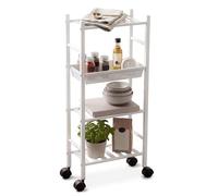 Premier Housewares Chariot à 4 étages avec Panier, Acier, Blanc, H75 x W32 x D16cm