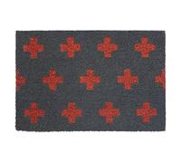 Premier Housewares Croix Paillasson, Coco, PVC, Gris/Rouge, 40 x 60 x 2 cm