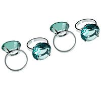 Premier Housewares Diamante Ronds de Serviette, Lot de 4 - Parent, Chrome, Bleu, 4 x 5 x 6 cm