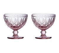 Premier Housewares Fleur Sundae Vaisselle, 250 ML, Lot de 2, 11 x 11 x 11 cm, Verre, Rose, 11 x 11 x 11 cm