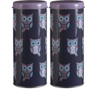 Premier Housewares Happy Owls Boîte de rangement - Petite Boîte Ronde de Stockage - Boîte de conservation (Lot de 2)
