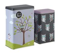 Premier Housewares Happy Owls Boîtes de rangement - Petite Boîte Rectangulaire de Stockage - Boîte de conservation -Lot de 2