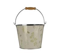 Premier Housewares Jardin Round Bucket With Handle, Natural/Green, 5 Litre, 23x23x20.5 cm