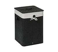 Premier Housewares Kankyo Bamboo Square Laundry Hamper, Black, 35 x 35 x 50 cm