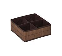Premier Housewares Kankyo Boîte de Rangement en Bambou 4 Compartiments Marron foncé 27 x 27 x 10 cm