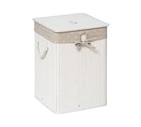 Premier Housewares Kankyo Panier à Linge carré en Bambou Blanc 35 x 35 x 50 cm