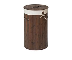 Premier Housewares Kankyo Panier à Linge Rond en Bambou Marron foncé 36 x 36 x 60 cm