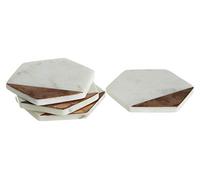Premier Housewares Lot de 4 sous-Verres en marbre incrustés de cuivre Blanc