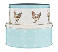Premier Housewares Mrs Henderson Boites à Gâteaux - Boîtes de rangement - Boîte Ronde de Stockage - Boîte de conservation -Lot de 2 - acier galvanisé- peinture en poudre