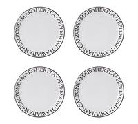 Premier Housewares Noir Lot de 4 Assiettes à Pizza en Porcelaine Blanc 23 x 23 x 2 cm