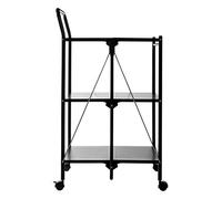 Premier Housewares Pliant Chariot de Cuisine, Plastique/revêtement Poudre en métal, Noir, 47x56x92 cm