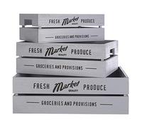 Premier Housewares Rustique Fournit aux caisses, Gris, Lot de 3, Bois de Paulownia, contreplaqué