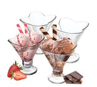 Premier Lot de 4 coupes à glace, transparentes, en forme de tulipe, bols à dessert