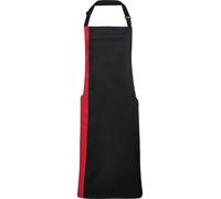 Premier Tablier unisexe avec bavette pectorale / Tablier de travail, empiècement contrasté (2 pièces/paquet) RW6792 (taille unique) (Noir/Rouge)