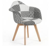 Premium Chaise design Amir blanche et noire - Patchwork Blanc / Noir