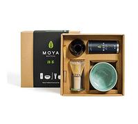 Premium Coffret Moya Matcha thé vert en poudre | 30 g de Matcha Ceremonie (I) + Bol + Fouet + Porte Fouet + Cuillère | Coffret complet pour la préparation du matcha