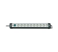 Premium-Line extension socket H05VV-F 3G1,5 - Coupe-circuit - connecteurs de sortie : 10 - 3 m cordon - noir, gris clair