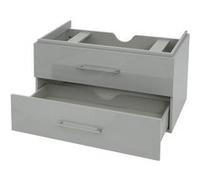 Premium Meuble sous-lavabo HWC-D16, meuble sous-lavabo Meuble de salle de bain, brillant 90cm gris