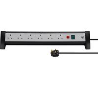 Premium-Office-Line Rallonge FB 5 avec Bouton de réinitialisation de fusible de sécurité 6 Voies 3 m H05VV-F3G1.5 Noir/Gris - SASO *GB*