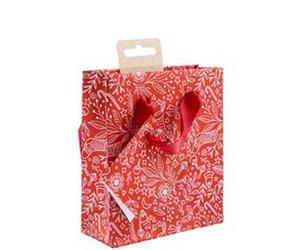 Premium sac shopping rouge & blanc 32x13x24,5 cm - Rouge