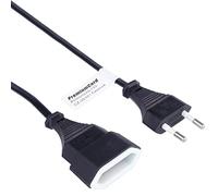 PremiumCord Câble d'Extension 230V 3m, Extension avec Bougie en Euros et Prise Euro, Câble d'alimentation, Bouchon de Prise, Noir
