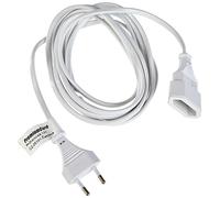 PremiumCord Câble d'Extension 230V 3m, Extension avec Bougie en Euros et Prise Euro, Câble d'Alimentation, Bouchon de Prise, Blanc