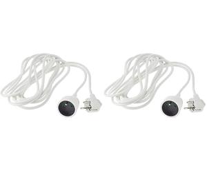 PremiumCord Câble d'Extension 230V 7m avec Sécurité Enfant, Câble d'alimentation, Câble Secteur, Rallonge Schuko, Prise à Fiche Type F, Couleur Blanc (Lot de 2)