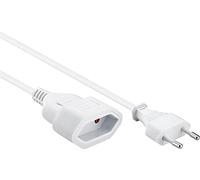 PremiumCord Câble d'Extension d'alimentation 230V 2m, avec Bougie en Euros et Prise Euro, Bouchon de Prise, Blanc