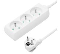 PremiumCord Multiprise 1,5m, 3 Prises, Rallonge 230V, 3 Prises Françaises Tournées à 45°, Multiprise de Qualité avec Sécurité Enfant, Couleur Blanc