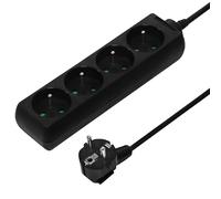PremiumCord Multiprise PPA4-02BK – 4 prises 230V, câble 2 m, prises 45°, sécurité enfant, noir