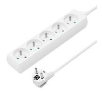 PremiumCord Multiprise 2m, 5 Prises, Rallonge 230V, 5 Prises Françaises Tournées à 45°, Multiprise de Qualité avec Sécurité Enfant, Couleur Blanc