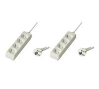 PremiumCord Multiprise 3m, 4 Prises, Rallonge 230V, 4 Prises Françaises Tournées à 45°, Multiprise de Qualité avec Sécurité Enfant, Couleur Blanc (Lot de 2)