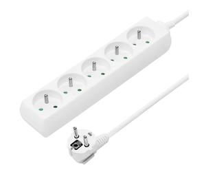 PremiumCord Multiprise 5m, 5 Prises, Rallonge 230V, 5 Prises Françaises Tournées à 45°, Multiprise de Qualité avec Sécurité Enfant, Couleur Blanc