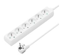 PremiumCord Multiprise 5m, 6 Prises, Rallonge 230V, 6 Prises Françaises Tournées à 45°, Multiprise de Qualité avec Sécurité Enfant, Couleur Blanc