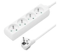 PremiumCord Multiprise 7m, 4 Prises, Rallonge 230V, 4 Prises Françaises Tournées à 45°, Multiprise de Qualité avec Sécurité Enfant, Couleur Blanc