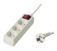 PremiumCord Multiprise avec Interrupteur Secteur 10m,3 Prises,Rallonge 230V,3 Prises Françaises Tournées à 45,Couleur Blanc