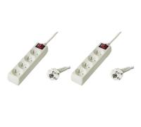 PremiumCord Multiprise avec Interrupteur Secteur 2m, 4 Prises, Rallonge 230V, 4 Prises Françaises Tournées à 45°, Multiprise de Qualité avec Sécurité Enfant, Couleur Blanc (Lot de 2)