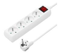 PremiumCord Multiprise avec Interrupteur Secteur 2m, 4 Prises, Rallonge 230V, 4 Prises Françaises Tournées à 45°, Multiprise de Qualité avec Sécurité Enfant, Couleur Blanc