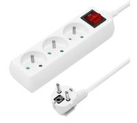 PremiumCord Multiprise avec Interrupteur Secteur 3m, 3 Prises, Rallonge 230V, 3 Prises Françaises Tournées à 45°, Multiprise de Qualité avec Sécurité Enfant, Couleur Blanc
