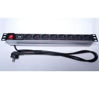 PremiumCord Panel napájecí 1U do 19" racku, 8x230V, přepěťová ochrana, 2m kabel, vypínač