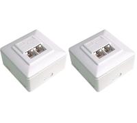 PremiumCord Prise Murale 2 Prises RJ45, Cat5e STP blindée, Blanche (Lot de 2)