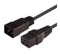 PremiumCord Routage d'Extension d'alimentation 230V 1,5m, Corche d'Extension IEC 320, Prise à Fiche, IEC 320 C19 à C20, Câble d'alimentation 16A, Couleur Noire