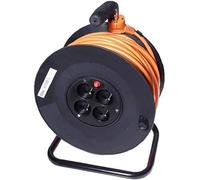 PremiumCord Tambour de Câble de 50m Avec 4 Douilles, Rallonge 230V de Haute Qualité sur le Tambour, Avec Protection Thermique et Poignée de Câble