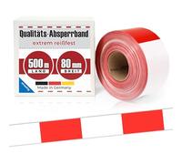 PremSecure Ruban de délimitation - 500 m x 80 mm - Rouge et blanc - Imprimé d'un côté - Pour chantier, pompiers, police - Dans un carton - Extrêmement résistant à la déchirure - 35 microns - Ruban